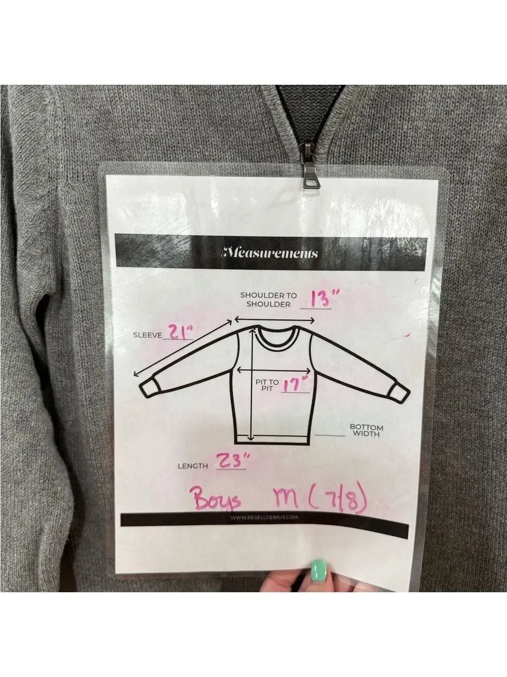 The Children's Place Gray Quarter-Zip Sweater Classic Knit. Size M(7/8)